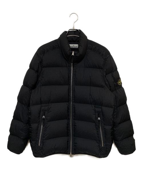 STONE ISLAND（ストーンアイランド）STONE ISLAND (ストーンアイランド) ナイロンサテン ガーメントダイ スタンドカラー ダウンジャケッ ブラック サイズ:Ｌの古着・服飾アイテム