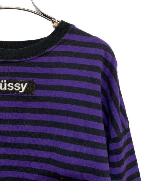 stussy（ステューシー）stussy (ステューシー)  ボーダー ロンT パープル サイズ:Mの古着・服飾アイテム