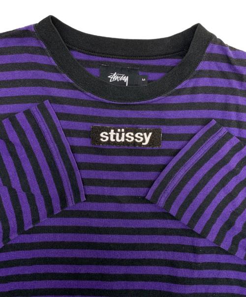 stussy（ステューシー）stussy (ステューシー)  ボーダー ロンT パープル サイズ:Mの古着・服飾アイテム