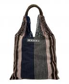 MARNIマルニ）の古着「FLOWER CAFE HAMMOCK BAG」｜ブラウン×ネイビー×ピンク