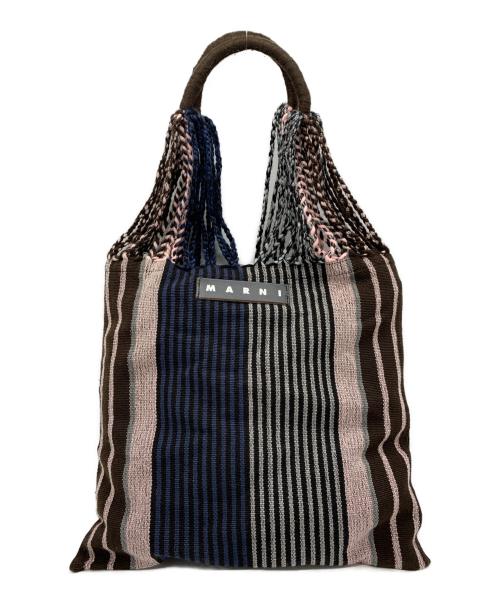 MARNI（マルニ）MARNI (マルニ) FLOWER CAFE HAMMOCK BAG ブラウン×ネイビー×ピンクの古着・服飾アイテム