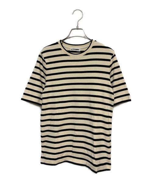 JIL SANDER+（ジルサンダープラス）JIL SANDER+ (ジルサンダープラス) ロゴパッチ リブカットソー クリーム×ブラック サイズ:Mの古着・服飾アイテム