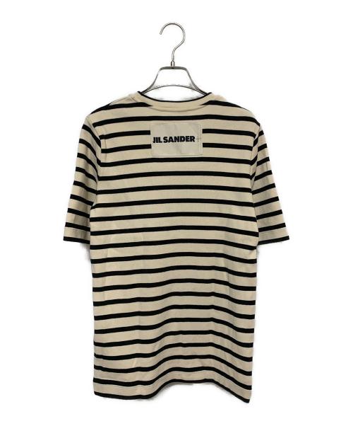 JIL SANDER+（ジルサンダープラス）JIL SANDER+ (ジルサンダープラス) ロゴパッチ リブカットソー クリーム×ブラック サイズ:Mの古着・服飾アイテム