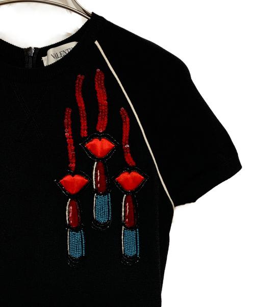 VALENTINO（ヴァレンティノ）VALENTINO (ヴァレンティノ) ノースリーブ・キャミソールワンピース ブラック×レッド サイズ:Sの古着・服飾アイテム