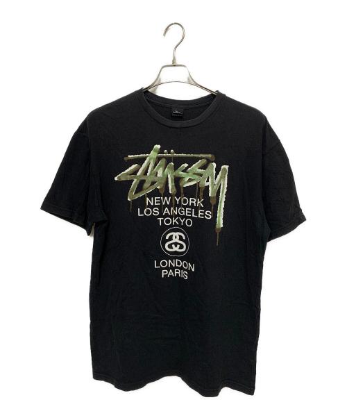stussy（ステューシー）stussy (ステューシー) プリント Tee ブラック サイズ:XLの古着・服飾アイテム