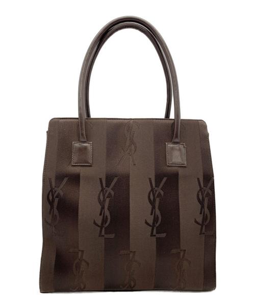 Yves Saint Laurent（イヴサンローラン）Yves Saint Laurent (イヴサンローラン) ナイロンロゴ柄トートバッグ ブラウンの古着・服飾アイテム