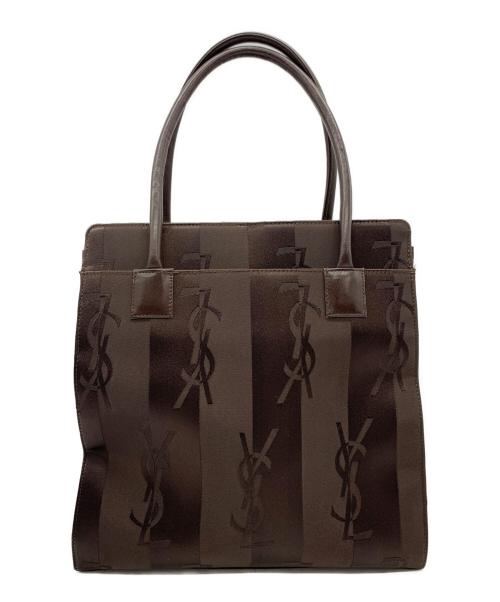 Yves Saint Laurent（イヴサンローラン）Yves Saint Laurent (イヴサンローラン) ナイロンロゴ柄トートバッグ ブラウンの古着・服飾アイテム