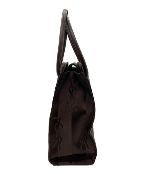 Yves Saint Laurent（イヴサンローラン）Yves Saint Laurent (イヴサンローラン) ナイロンロゴ柄トートバッグ ブラウンの古着・服飾アイテム