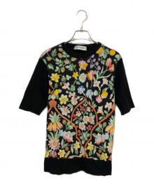 LEONARD PARIS（レオナール パリ）の古着「リブ付き半袖カットソー」｜ブラック×マルチ
