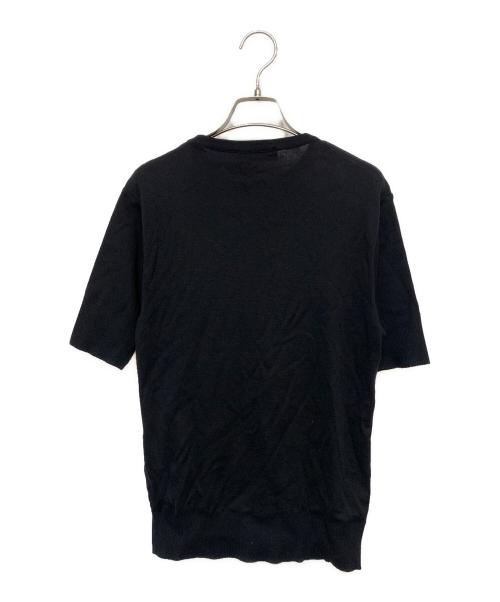 LEONARD PARIS（レオナール パリ）LEONARD PARIS (レオナール パリ) リブ付き半袖カットソー ブラック×マルチ サイズ:Mの古着・服飾アイテム