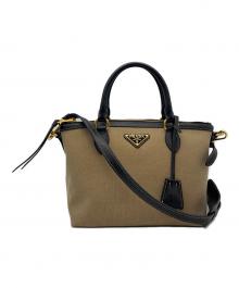 PRADA（プラダ）の古着「2WAYバッグ」｜ベージュ×ブラック