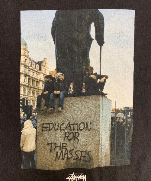 stussy（ステューシー）stussy (ステューシー) EDUCATION FOR THE MASSESTシャツ ブラック サイズ:Mの古着・服飾アイテム