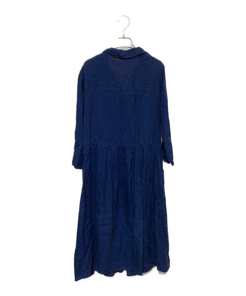 BLUEINGREEN（ブルーイングリーン）blueingreen (ブルーイングリーン) リネンワンピース ネイビー サイズ:記載なしの古着・服飾アイテム