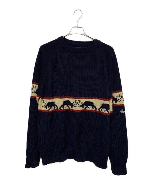 stussy（ステューシー）stussy (ステューシー) 厚手ニット ネイビー サイズ:XLの古着・服飾アイテム