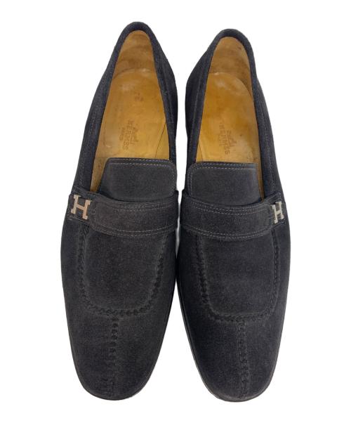 HERMES（エルメス）HERMES (エルメス) スエードローファー ブラック サイズ:40 1/2の古着・服飾アイテム