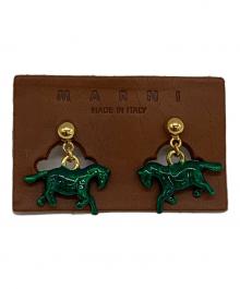 MARNI（マルニ）の古着「horse-motif brass earrings」｜グリーン×ゴールド