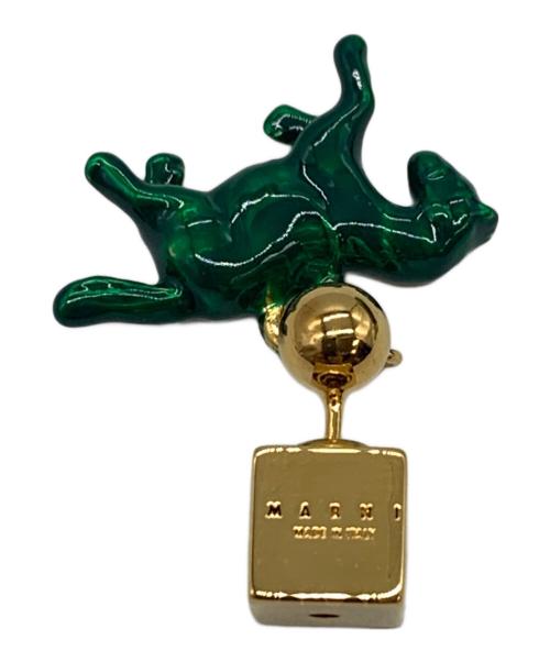MARNI（マルニ）MARNI (マルニ) horse-motif brass earrings グリーン×ゴールドの古着・服飾アイテム