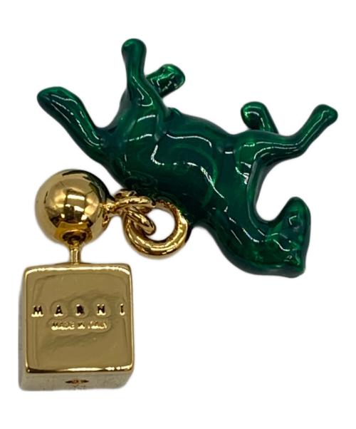 MARNI（マルニ）MARNI (マルニ) horse-motif brass earrings グリーン×ゴールドの古着・服飾アイテム