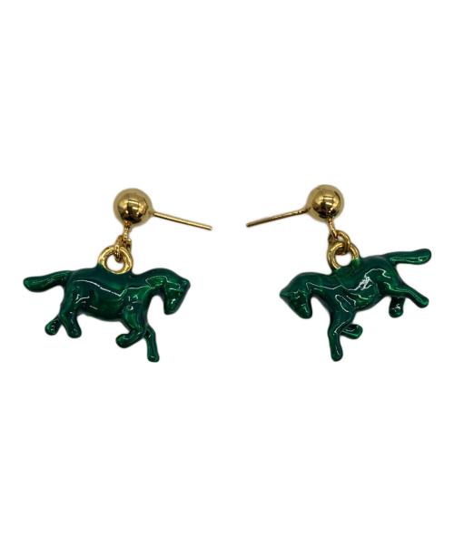 MARNI（マルニ）MARNI (マルニ) horse-motif brass earrings グリーン×ゴールドの古着・服飾アイテム