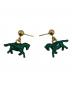 MARNI (マルニ) horse-motif brass earrings グリーン×ゴールド：5000円