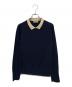 JOHN SMEDLEY（ジョンスメドレー）の古着「襟付ニットプルオーバー」｜ネイビー×ベージュ