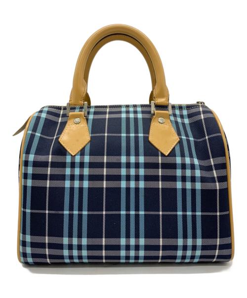 BURBERRY BLUE LABEL（バーバリー ブルー レーベル）BURBERRY BLUE LABEL (バーバリー ブルー レーベル) ミニボストンバッグ ブルー×ベージュの古着・服飾アイテム