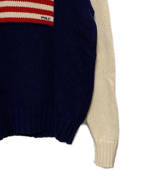 POLO RALPH LAUREN（ポロ・ラルフローレン）POLO RALPH LAUREN (ポロ・ラルフローレン) 薄手ニット ホワイト×ネイビー サイズ:170の古着・服飾アイテム