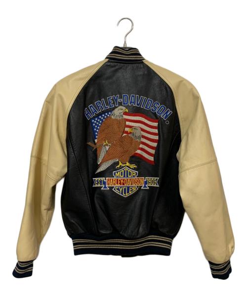 HARLEY-DAVIDSON（ハーレーダビッドソン）HARLEY-DAVIDSON (ハーレーダビッドソン) スタジャン ブラック×ベージュ サイズ:Sの古着・服飾アイテム