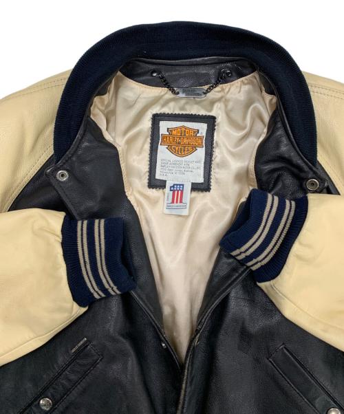 HARLEY-DAVIDSON（ハーレーダビッドソン）HARLEY-DAVIDSON (ハーレーダビッドソン) スタジャン ブラック×ベージュ サイズ:Sの古着・服飾アイテム