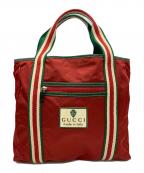 GUCCIグッチ）の古着「シェリーライン ナイロントートバッグ」｜レッド×グリーン