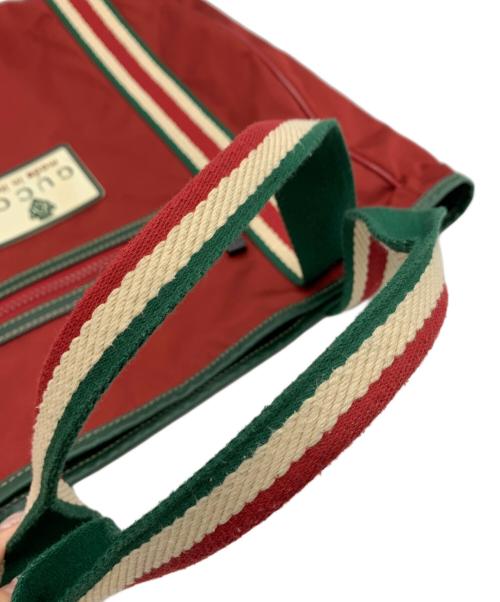 GUCCI（グッチ）GUCCI (グッチ) シェリーライン ナイロントートバッグ レッド×グリーンの古着・服飾アイテム