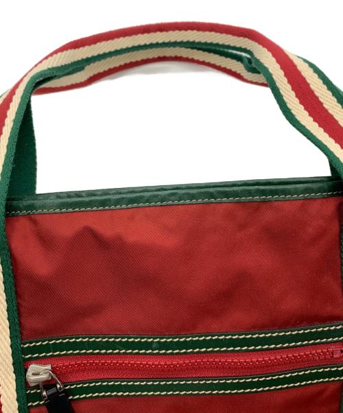 GUCCI（グッチ）GUCCI (グッチ) シェリーライン ナイロントートバッグ レッド×グリーンの古着・服飾アイテム