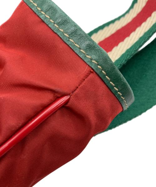GUCCI（グッチ）GUCCI (グッチ) シェリーライン ナイロントートバッグ レッド×グリーンの古着・服飾アイテム