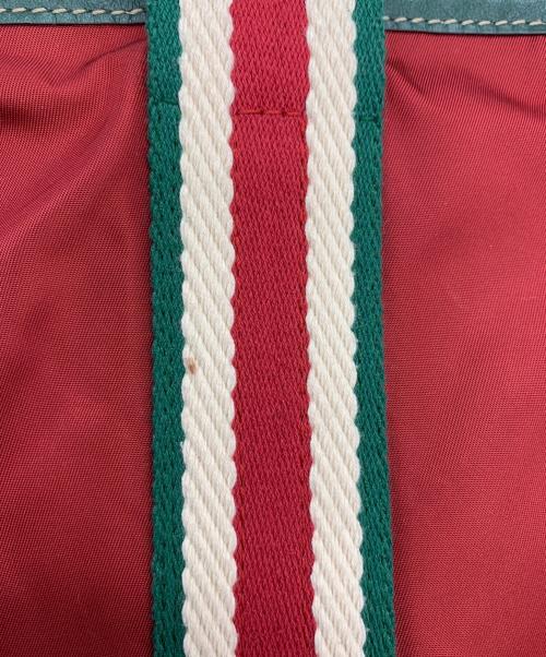 GUCCI（グッチ）GUCCI (グッチ) シェリーライン ナイロントートバッグ レッド×グリーンの古着・服飾アイテム
