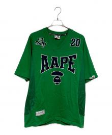 Aape BY A BATHING APE（エーエイプ バイ アベイシングエイプ）の古着「Moonface バーシティ ジャージー Tシャツ」｜グリーン