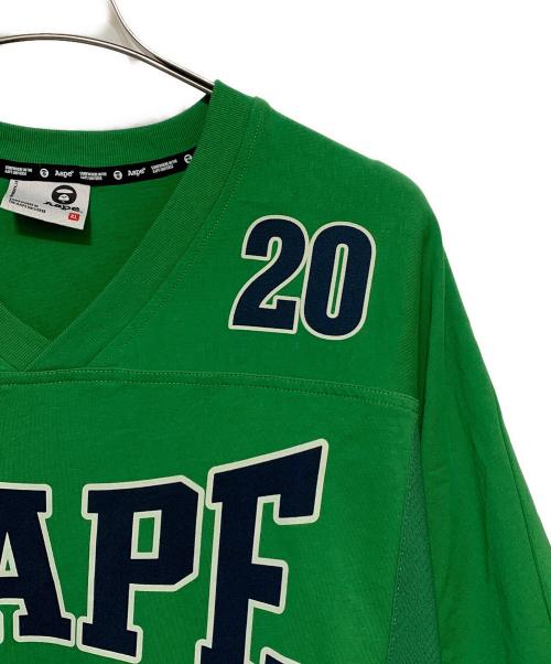 Aape BY A BATHING APE（エーエイプ バイ アベイシングエイプ）Aape BY A BATHING APE (エーエイプ バイ アベイシングエイプ) Moonface バーシティ ジャージー Tシャツ グリーン サイズ:XLの古着・服飾アイテム