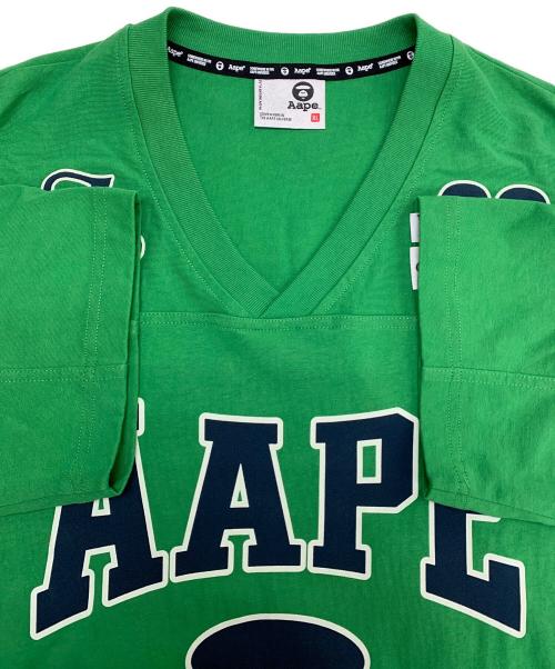Aape BY A BATHING APE（エーエイプ バイ アベイシングエイプ）Aape BY A BATHING APE (エーエイプ バイ アベイシングエイプ) Moonface バーシティ ジャージー Tシャツ グリーン サイズ:XLの古着・服飾アイテム
