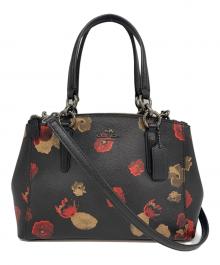 COACH（コーチ）の古着「フローラル 2way ハンドバッグ 」｜ブラック×レッド