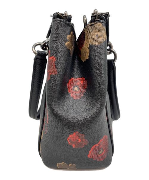 COACH（コーチ）COACH (コーチ) フローラル 2way ハンドバッグ  ブラック×レッドの古着・服飾アイテム