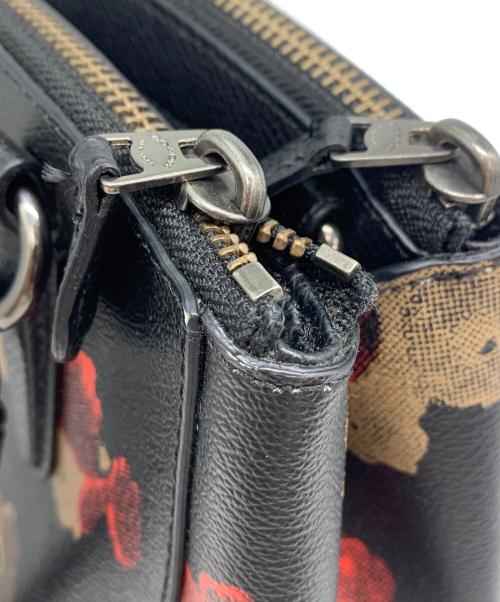 COACH（コーチ）COACH (コーチ) フローラル 2way ハンドバッグ  ブラック×レッドの古着・服飾アイテム
