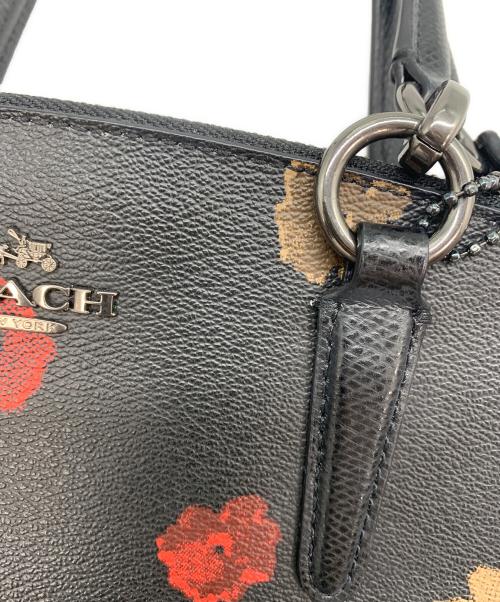 COACH（コーチ）COACH (コーチ) フローラル 2way ハンドバッグ  ブラック×レッドの古着・服飾アイテム