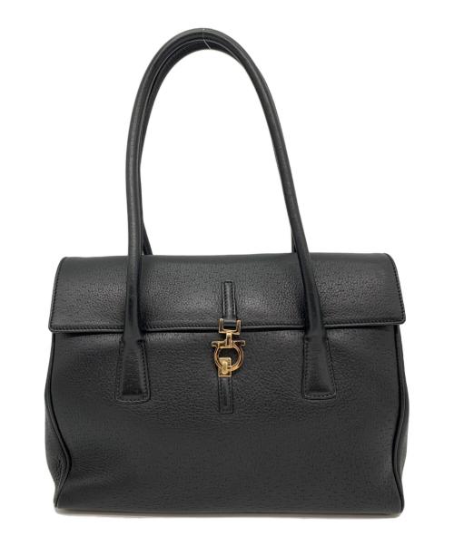 Salvatore Ferragamo（サルヴァトーレ フェラガモ）Salvatore Ferragamo (サルヴァトーレ フェラガモ) ガンチーニレザーハンドバッグ ブラックの古着・服飾アイテム