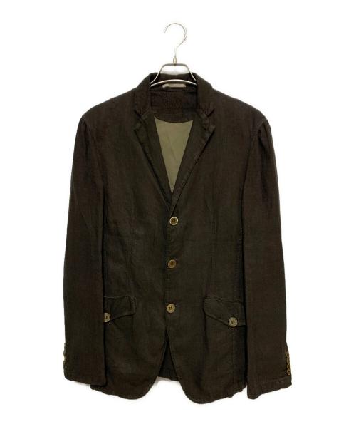 ARMANI COLLEZIONI（アルマーニ コレツィオーニ）ARMANI COLLEZIONI (アルマーニ コレツィオーニ) リネン3Bジャケット ブラウン サイズ:38USA/48EUの古着・服飾アイテム
