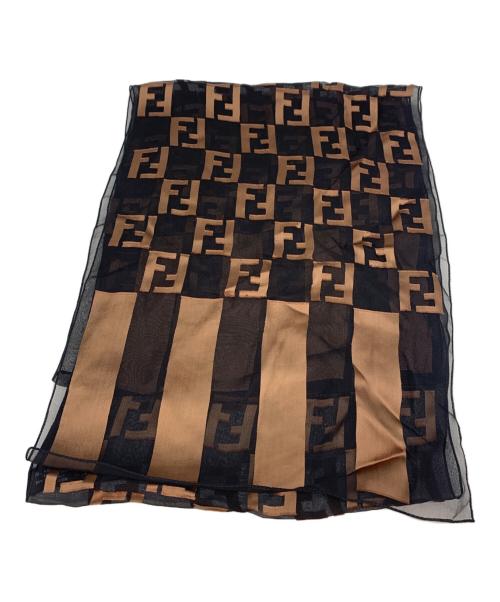 FENDI（フェンディ）FENDI (フェンディ) ズッカ柄シースルーストール ブラウン×ブラックの古着・服飾アイテム