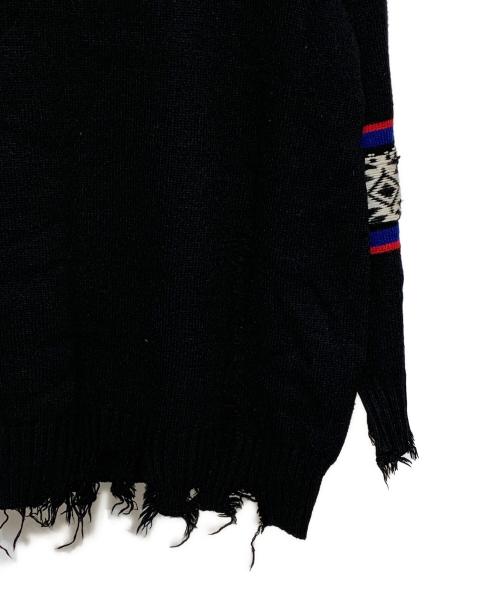 s'yte（サイト）s'yte (サイト) Bulky Wool Nordic Pattern Damaged Round Neck Knit ブラック×マルチ サイズ:3の古着・服飾アイテム