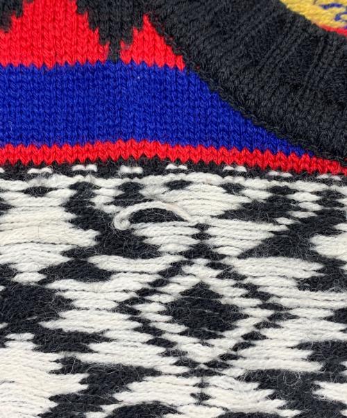 s'yte（サイト）s'yte (サイト) Bulky Wool Nordic Pattern Damaged Round Neck Knit ブラック×マルチ サイズ:3の古着・服飾アイテム