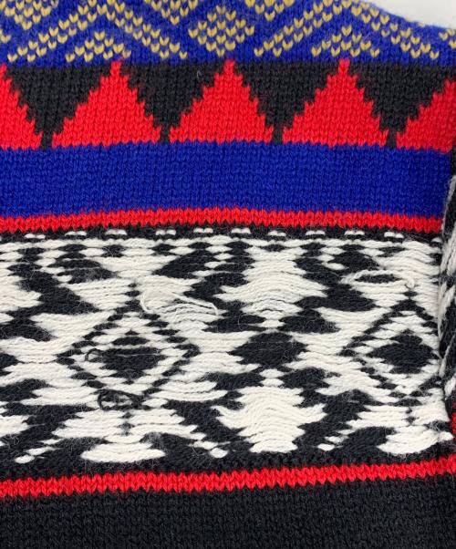 s'yte（サイト）s'yte (サイト) Bulky Wool Nordic Pattern Damaged Round Neck Knit ブラック×マルチ サイズ:3の古着・服飾アイテム