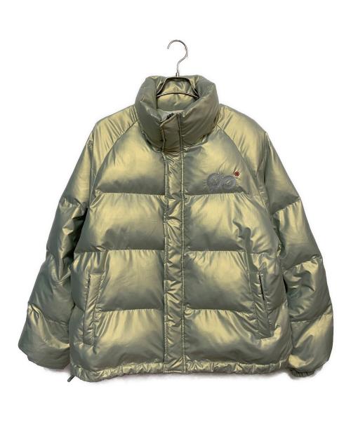 9090（9090）9090 (9090) Logo Rich Puffer Jacket グリーン サイズ:Ｌの古着・服飾アイテム