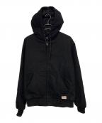 X-LARGEエクストララージ）の古着「EMBOSSED OLD ENGLISH HOODED WORK JACKET」｜ブラック