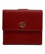 GUCCIグッチ）の古着「GGマーモント レザー フレンチフラップウォレット」｜レッド